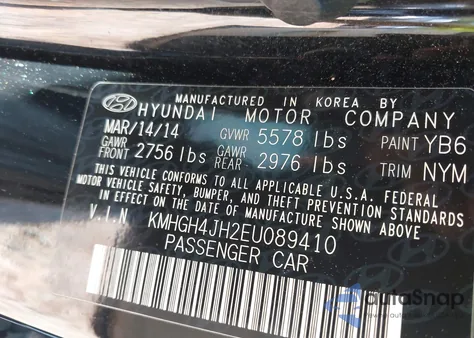 2014 Hyundai Equus Ultimate z USA, uszkodzony, nr VIN KMHGH4JH2EU089410